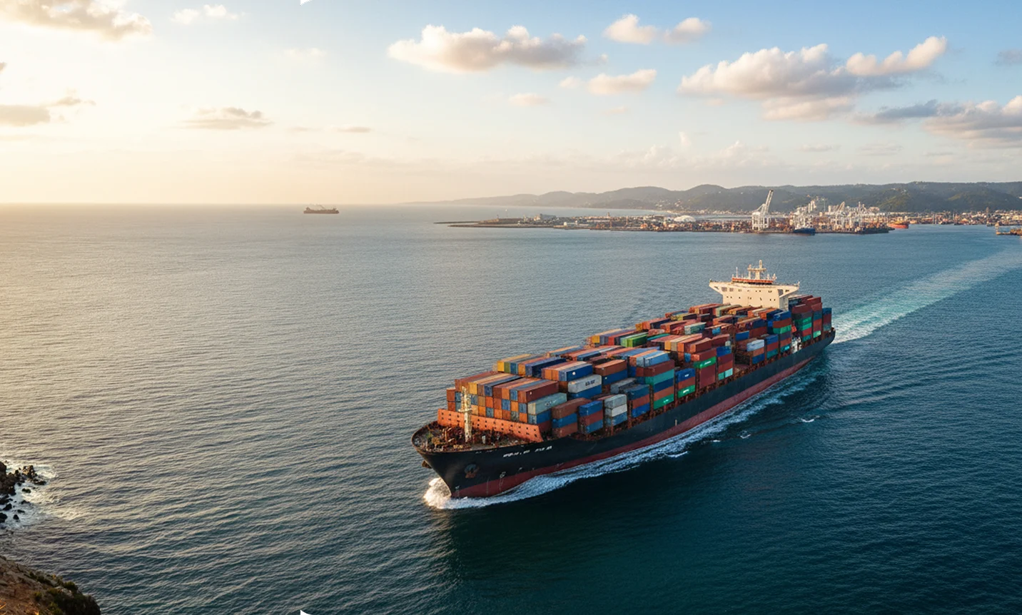 Container ship at sea